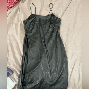 Black pleather mini dress